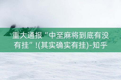 重大通报“中至麻将到底有没有挂”!(其实确实有挂)-知乎