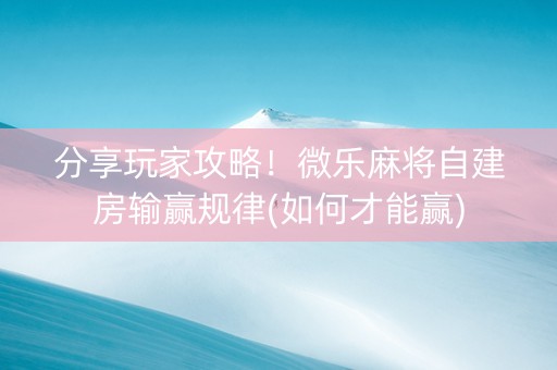 分享玩家攻略！微乐麻将自建房输赢规律(如何才能赢)