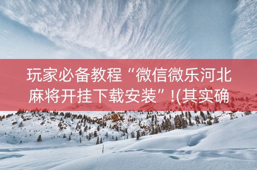 玩家必备教程“微信微乐河北麻将开挂下载安装”!(其实确实有挂)-知乎