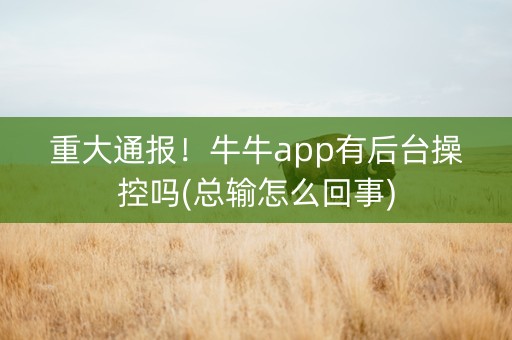 重大通报！牛牛app有后台操控吗(总输怎么回事)