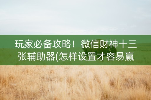 玩家必备攻略！微信财神十三张辅助器(怎样设置才容易赢)