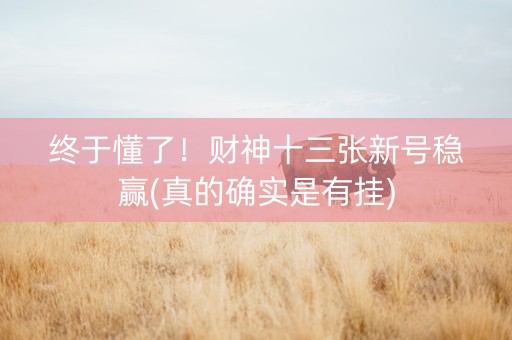 终于懂了！财神十三张新号稳赢(真的确实是有挂)