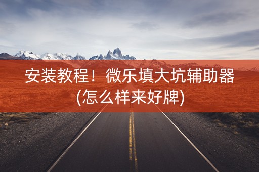 安装教程！微乐填大坑辅助器(怎么样来好牌)