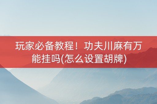 玩家必备教程！功夫川麻有万能挂吗(怎么设置胡牌)