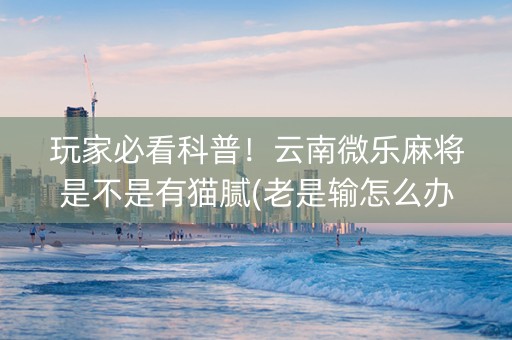 玩家必看科普！云南微乐麻将是不是有猫腻(老是输怎么办)