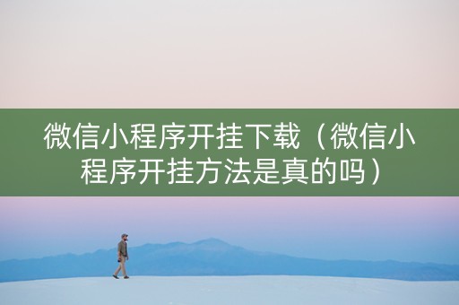 微信小程序开挂下载（微信小程序开挂方法是真的吗）