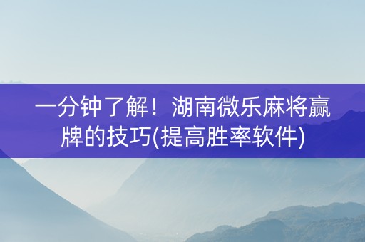 一分钟了解！湖南微乐麻将赢牌的技巧(提高胜率软件)