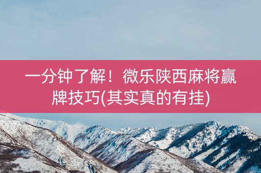 一分钟了解！微乐陕西麻将赢牌技巧(其实真的有挂)