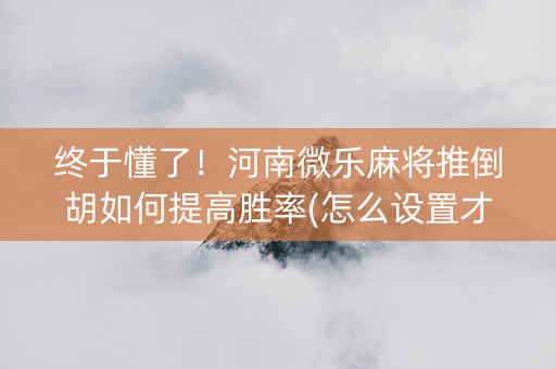 终于懂了！河南微乐麻将推倒胡如何提高胜率(怎么设置才能赢)