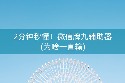 2分钟秒懂！微信牌九辅助器(为啥一直输)