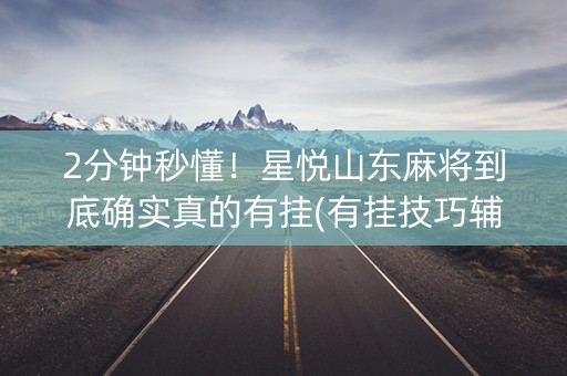 2分钟秒懂！星悦山东麻将到底确实真的有挂(有挂技巧辅助器)