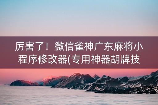 厉害了！微信雀神广东麻将小程序修改器(专用神器胡牌技巧)