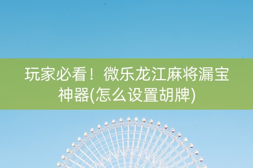 玩家必看！微乐龙江麻将漏宝神器(怎么设置胡牌)