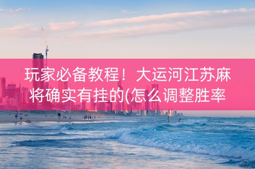 玩家必备教程！大运河江苏麻将确实有挂的(怎么调整胜率)