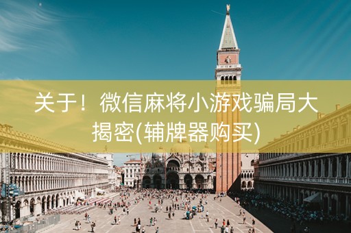 关于！微信麻将小游戏骗局大揭密(辅牌器购买)