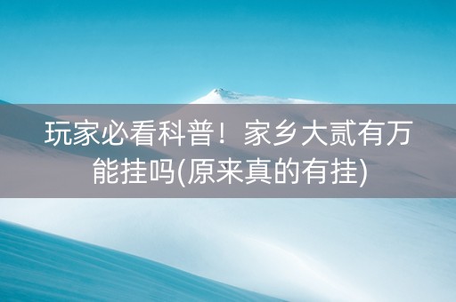 玩家必看科普！家乡大贰有万能挂吗(原来真的有挂)