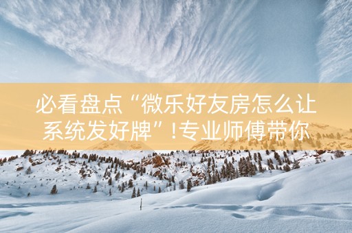 必看盘点“微乐好友房怎么让系统发好牌”!专业师傅带你一起了解（详细教程）-知乎