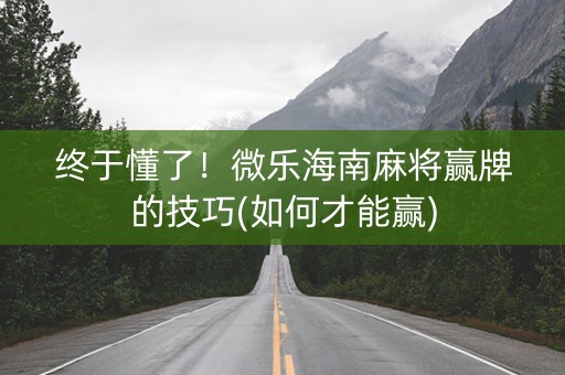 终于懂了！微乐海南麻将赢牌的技巧(如何才能赢)