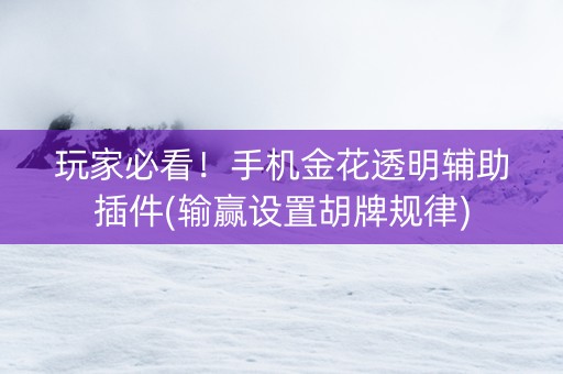 玩家必看！手机金花透明辅助插件(输赢设置胡牌规律)