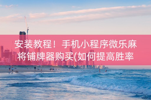 安装教程！手机小程序微乐麻将铺牌器购买(如何提高胜率)