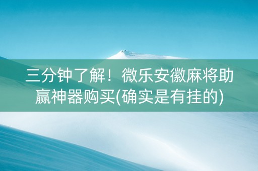 三分钟了解！微乐安徽麻将助赢神器购买(确实是有挂的)