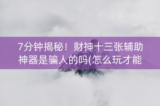 7分钟揭秘！财神十三张辅助神器是骗人的吗(怎么玩才能赢)