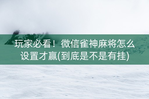 玩家必看！微信雀神麻将怎么设置才赢(到底是不是有挂)
