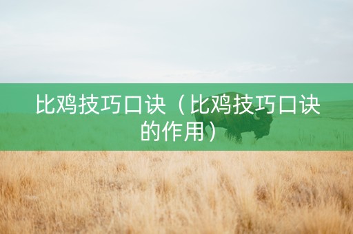 比鸡技巧口诀（比鸡技巧口诀的作用）