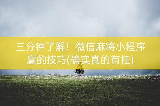 三分钟了解！微信麻将小程序赢的技巧(确实真的有挂)