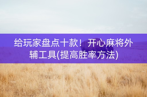 给玩家盘点十款！开心麻将外辅工具(提高胜率方法)