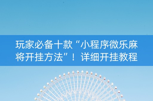 玩家必备十款“小程序微乐麻将开挂方法”！详细开挂教程（确实真的有挂)-知乎