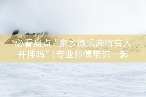 必看盘点“家乡微乐麻将有人开挂吗”!专业师傅带你一起了解（详细教程）-知乎