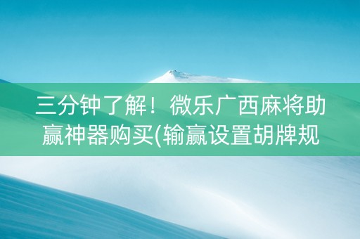 三分钟了解！微乐广西麻将助赢神器购买(输赢设置胡牌规律)