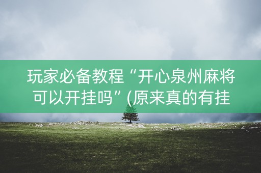 玩家必备教程“开心泉州麻将可以开挂吗”(原来真的有挂)-知乎