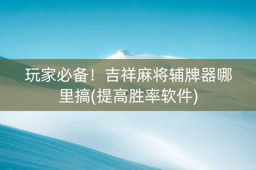 玩家必备！吉祥麻将辅牌器哪里搞(提高胜率软件)