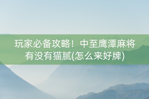 玩家必备攻略！中至鹰潭麻将有没有猫腻(怎么来好牌)