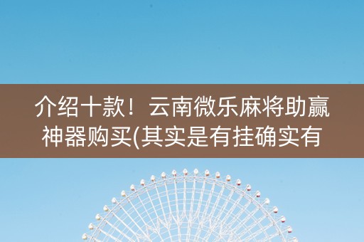 介绍十款！云南微乐麻将助赢神器购买(其实是有挂确实有挂)
