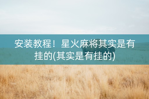 安装教程！星火麻将其实是有挂的(其实是有挂的)