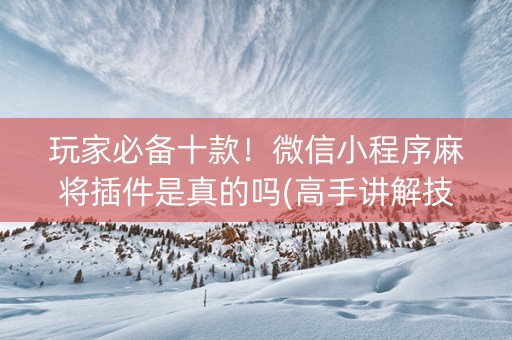 玩家必备十款！微信小程序麻将插件是真的吗(高手讲解技术)