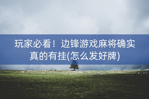 玩家必看！边锋游戏麻将确实真的有挂(怎么发好牌)
