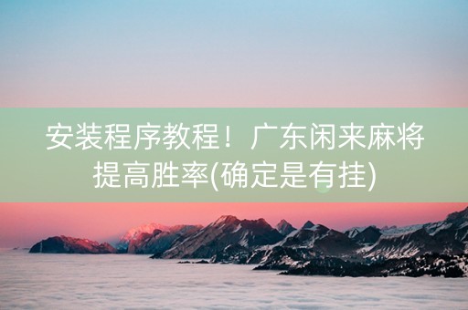 安装程序教程！广东闲来麻将提高胜率(确定是有挂)