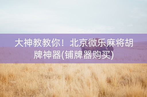大神教教你！北京微乐麻将胡牌神器(铺牌器购买)