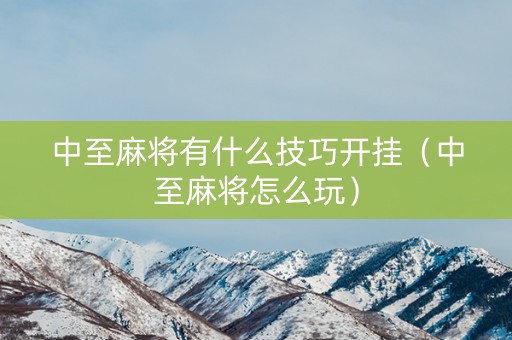 中至麻将有什么技巧开挂（中至麻将怎么玩）