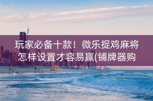 玩家必备十款！微乐捉鸡麻将怎样设置才容易赢(铺牌器购买)