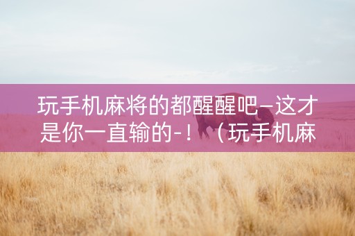 玩手机麻将的都醒醒吧—这才是你一直输的-！（玩手机麻将上瘾怎么办）