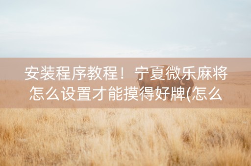 安装程序教程！宁夏微乐麻将怎么设置才能摸得好牌(怎么抓到好牌)