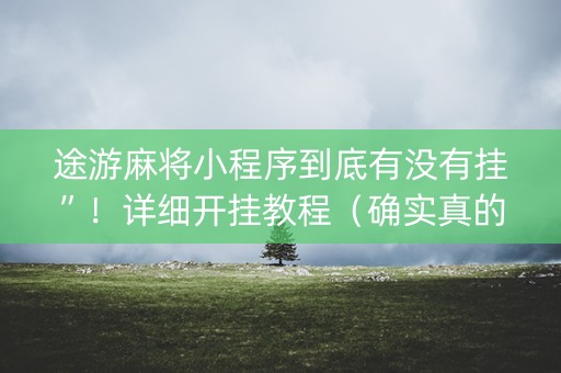 途游麻将小程序到底有没有挂”！详细开挂教程（确实真的有挂)-知乎