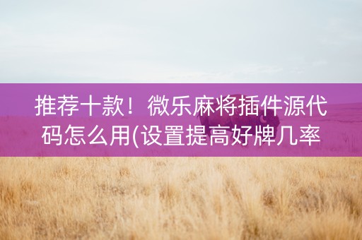 推荐十款！微乐麻将插件源代码怎么用(设置提高好牌几率)