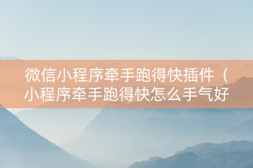 微信小程序牵手跑得快插件（小程序牵手跑得快怎么手气好）