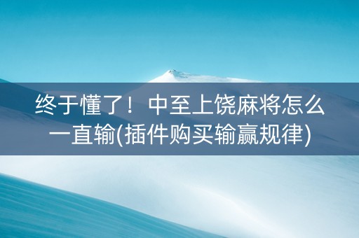 终于懂了！中至上饶麻将怎么一直输(插件购买输赢规律)
